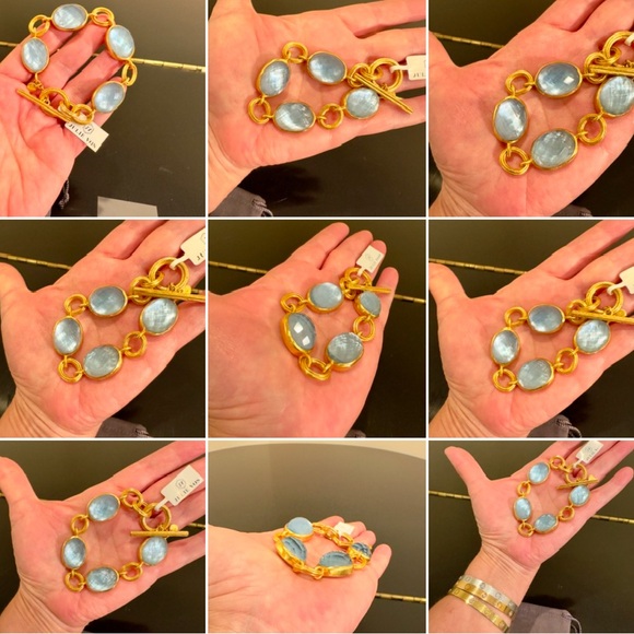 Julie Vos NWT authentic luxury minimalist Iridescent Chalcedony Blue Bracelet - Picture 17 of 17